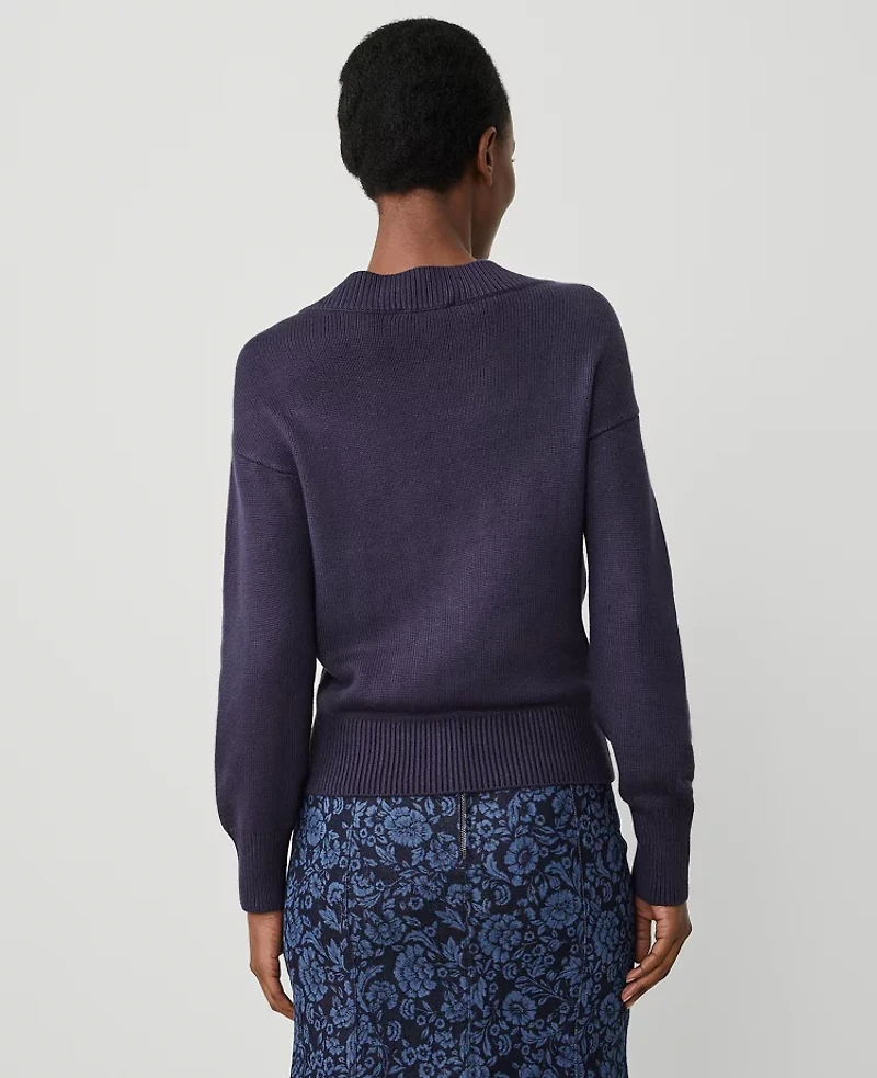 Ann Taylor Button Envelope Neck Sweater Size XS Night Sky Women's