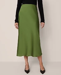 Ann Taylor Satin Bias Midi Slip Skirt Women's