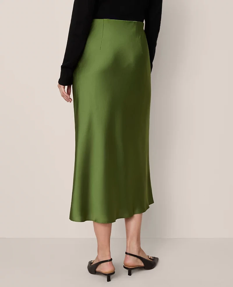 Ann Taylor Satin Bias Midi Slip Skirt Women's