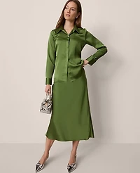 Ann Taylor Satin Bias Midi Slip Skirt Women's