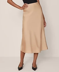 Ann Taylor Satin Bias Midi Slip Skirt Women's