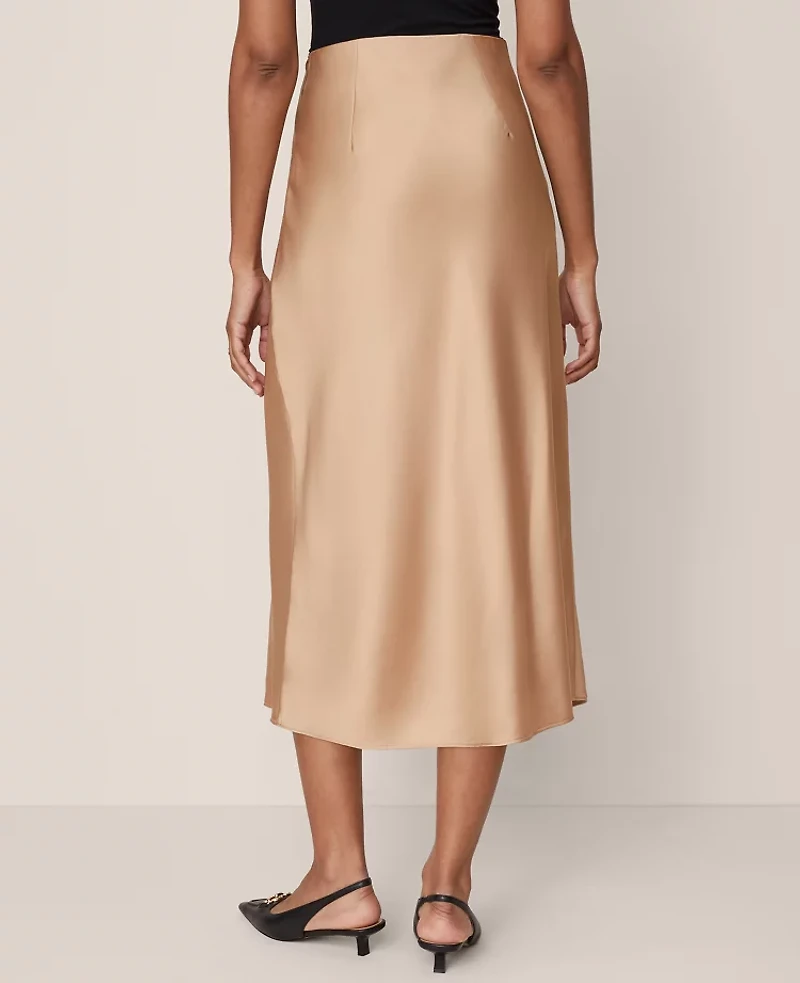 Ann Taylor Satin Bias Midi Slip Skirt Women's