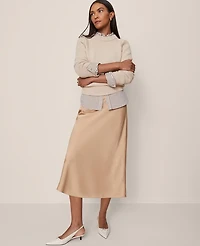 Ann Taylor Satin Bias Midi Slip Skirt Women's