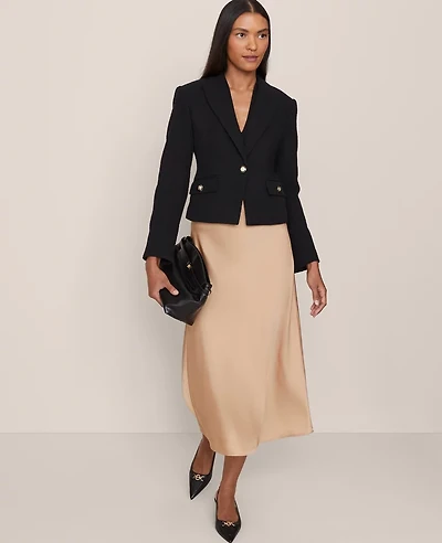 Ann Taylor Satin Bias Midi Slip Skirt Women's