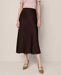 Ann Taylor Satin Bias Midi Slip Skirt Women's