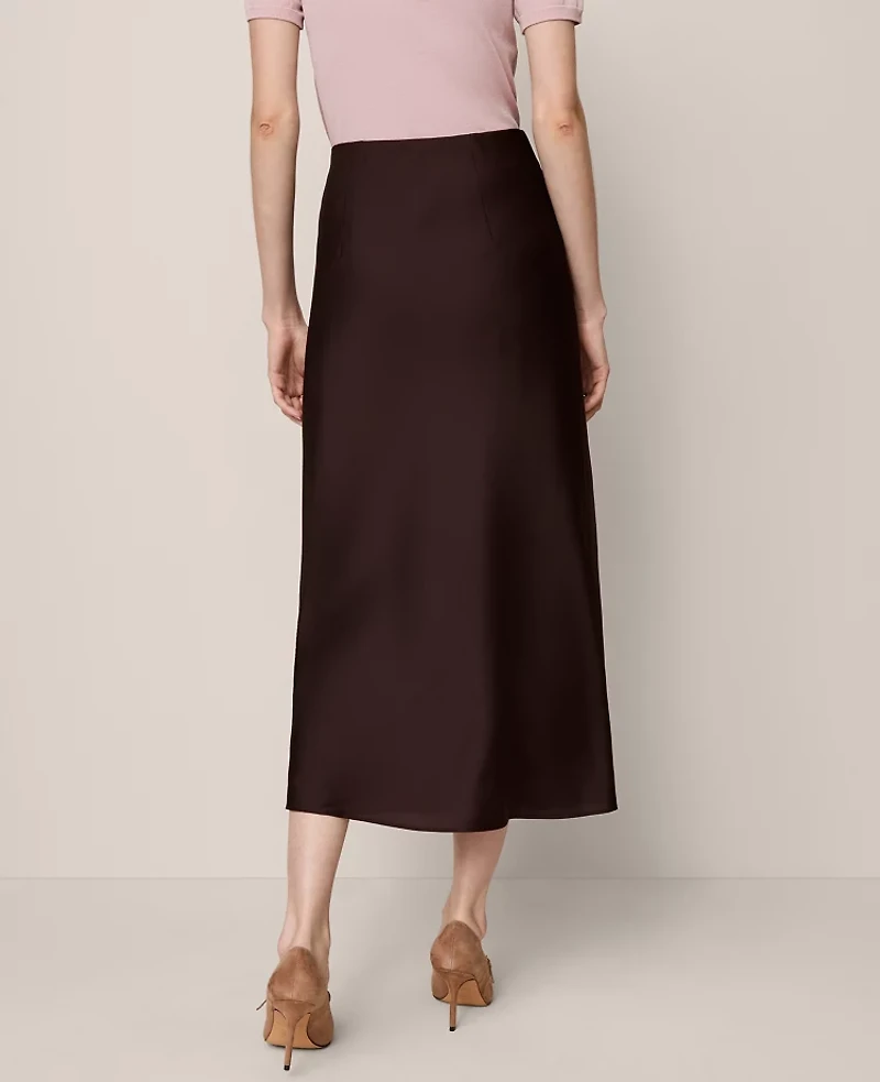 Ann Taylor Satin Bias Midi Slip Skirt Women's