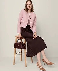 Ann Taylor Satin Bias Midi Slip Skirt Women's
