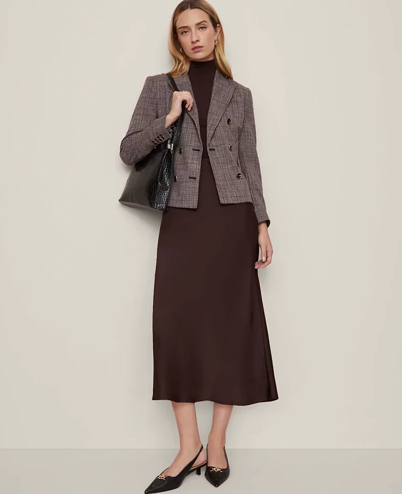 Ann Taylor Satin Bias Midi Slip Skirt Women's