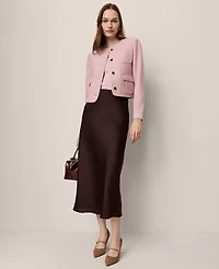 Ann Taylor Satin Bias Midi Slip Skirt Women's