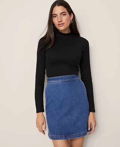 Ann Taylor Weekend Collection Ruffle Mock Neck Top Women's