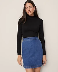 Ann Taylor Weekend Collection Ruffle Mock Neck Top Women's