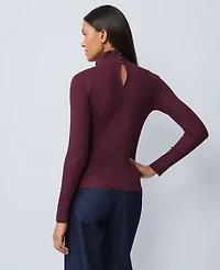 Ann Taylor Weekend Ruffle Mock Neck Top Women's
