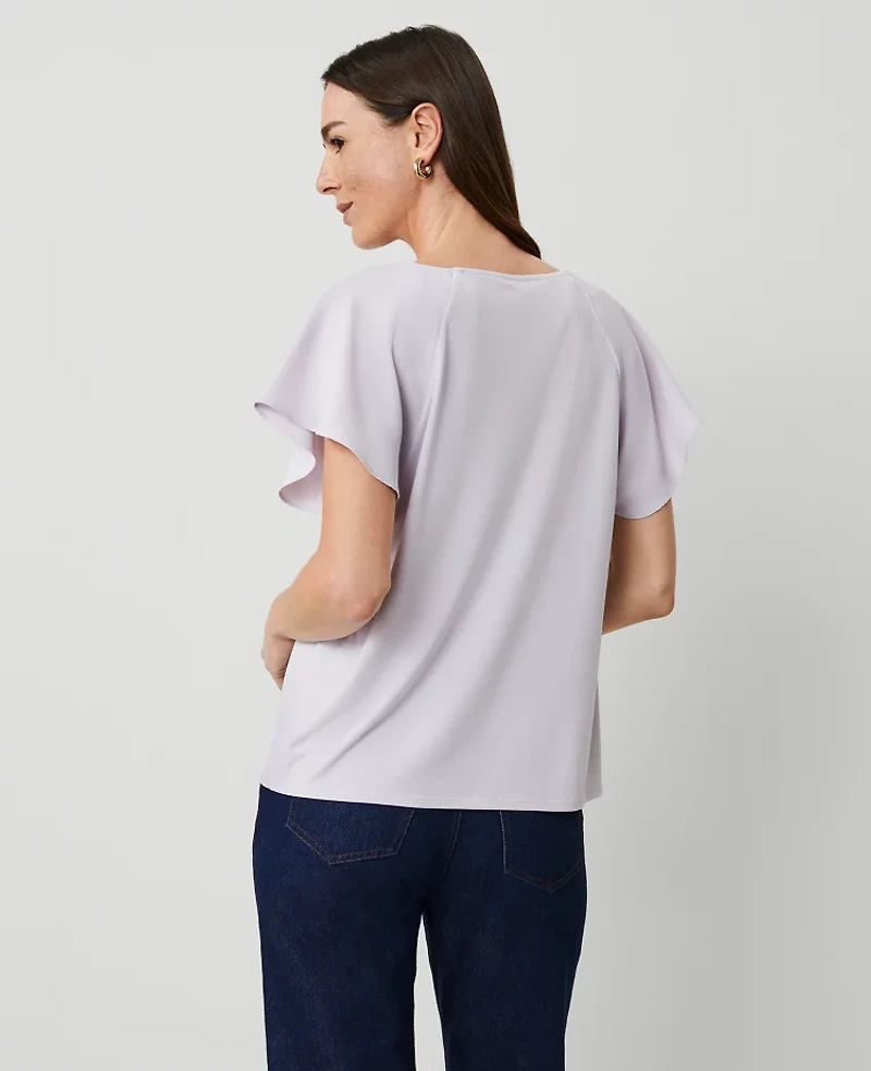 Ann Taylor Raglan Mixed Media Top Orchid Hush Women's