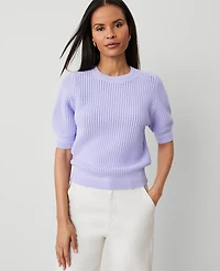 Ann Taylor Petite Open Stitch Wedge Sweater Size XS Lilac Bud Women's