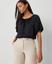 Ann Taylor Bubble Hem Top Black Women's