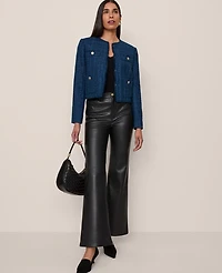 Ann Taylor The Cropped Crew Neck Jacket Tweed Moonlit Backdrop Women's