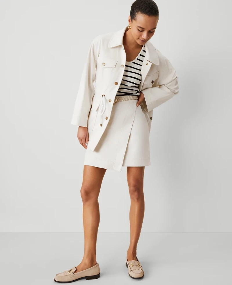 Ann Taylor Petite Weekend Collection Effortless Wrap Skirt Size 4 Winter White Women's