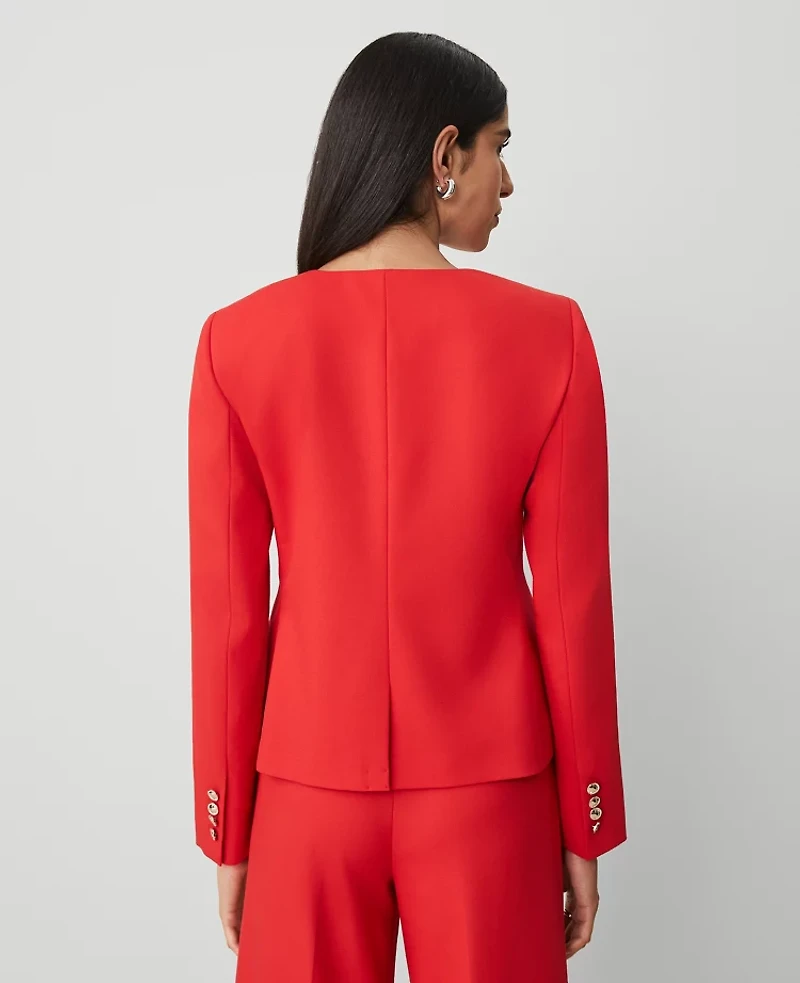 Ann Taylor Fitted Crew Neck Jacket Size 12 Bright Cherry Women's