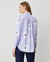 Ann Taylor Floral Camp Shirt Size XS Lilac Bud Women's