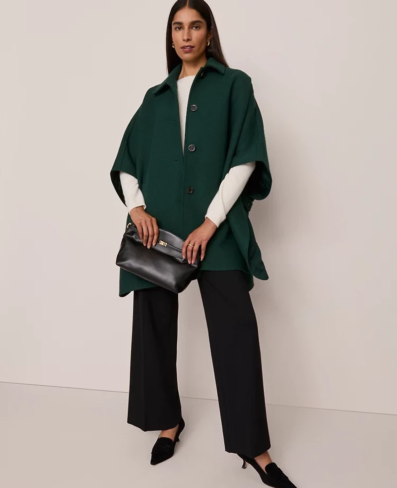 Ann Taylor Buttoned Trench Cape Pine Grove Women's