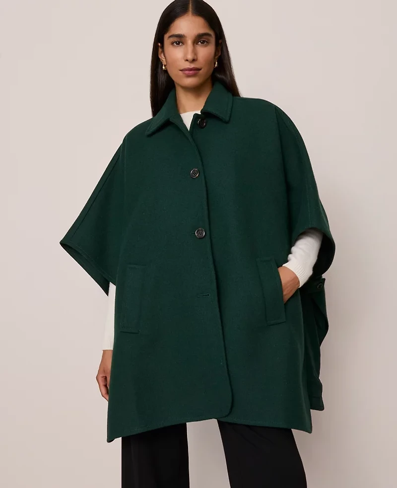 Ann Taylor Buttoned Trench Cape Pine Grove Women's