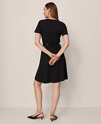 Ann Taylor Crew Neck Belted Flare Dress Women's