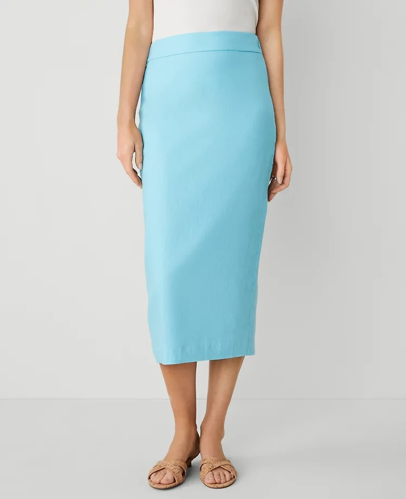 Ann Taylor The Petite Linen Blend Clean Midi Skirt Women's
