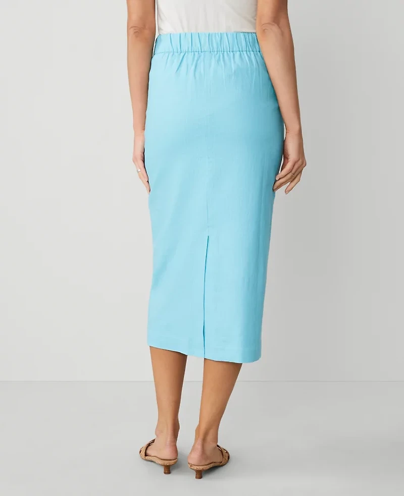Ann Taylor The Petite Linen Blend Clean Midi Skirt Women's