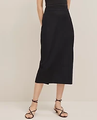 Ann Taylor The Petite Linen Blend Clean Midi Skirt Women's