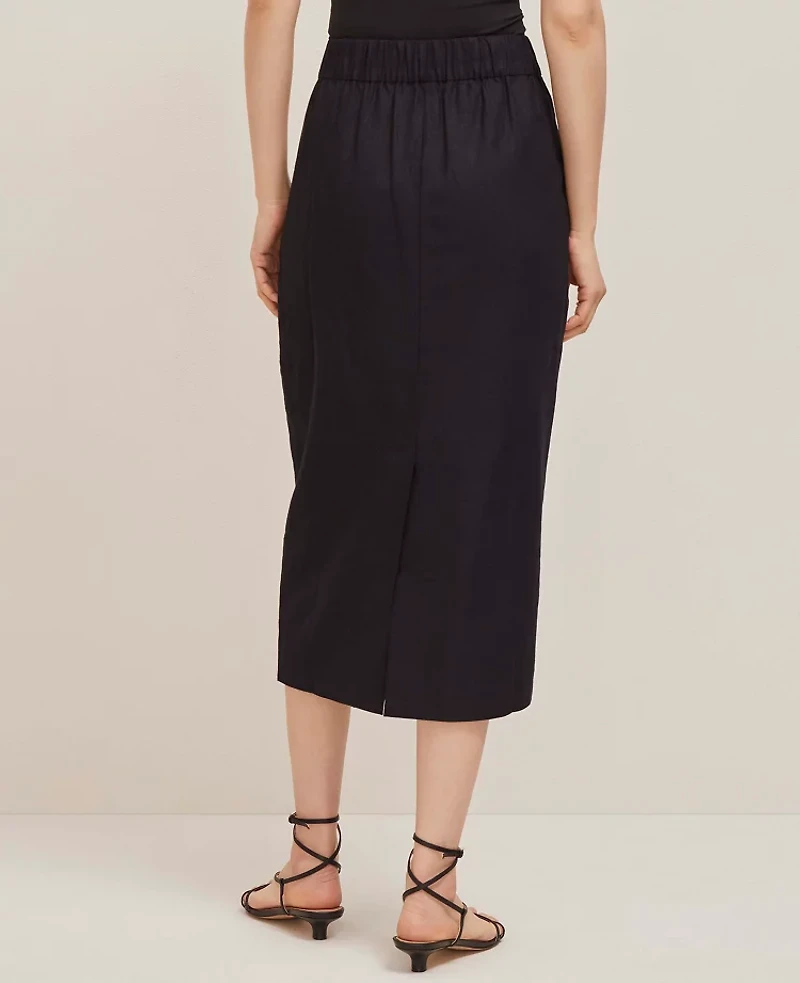 Ann Taylor The Petite Linen Blend Clean Midi Skirt Women's