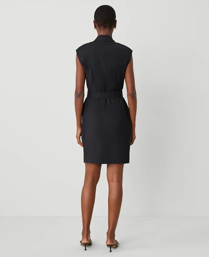 Ann Taylor Petite Lapel Sheath Dress Black Women's