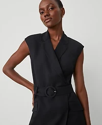 Ann Taylor Petite Lapel Sheath Dress Black Women's
