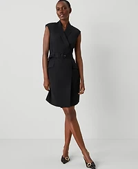 Ann Taylor Petite Lapel Sheath Dress Black Women's