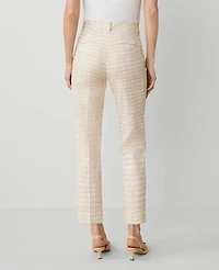 Ann Taylor The Petite Relaxed Cotton Crop Pant Plaid Toasted Oat Women's