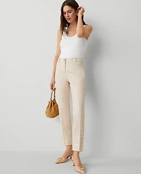 Ann Taylor The Petite Relaxed Cotton Crop Pant Plaid Toasted Oat Women's