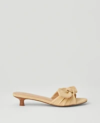 Ann Taylor Bow Straw Kitten Heel Sandals Natural Women's