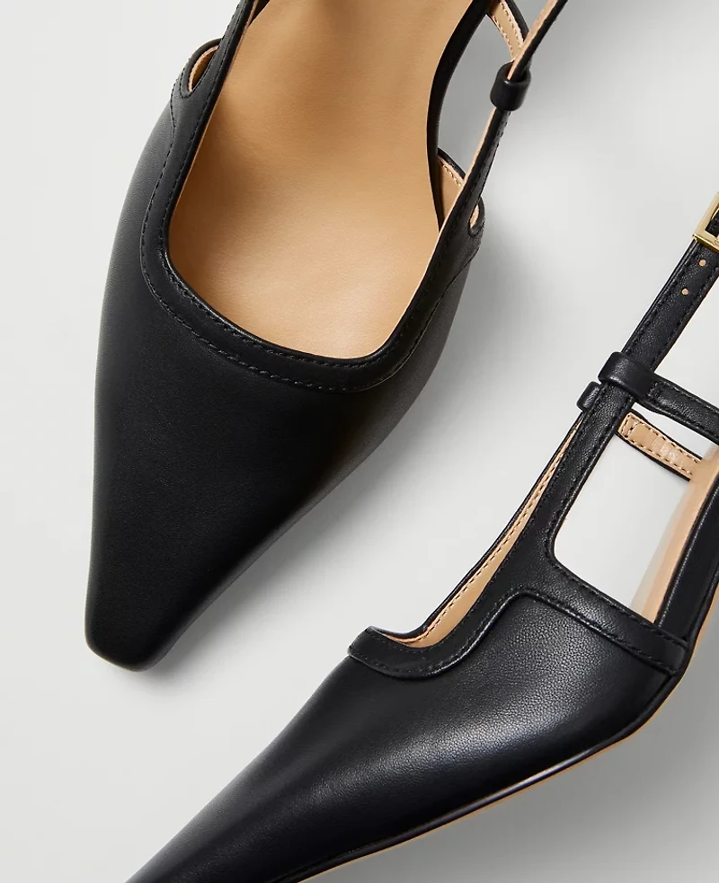 Ann Taylor Leather Nip Toe Slingback Pumps Women's