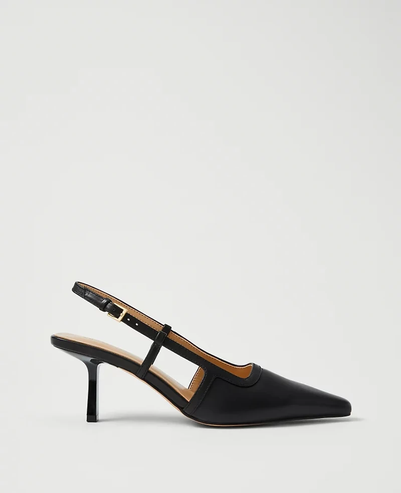 Ann Taylor Leather Nip Toe Slingback Pumps Women's