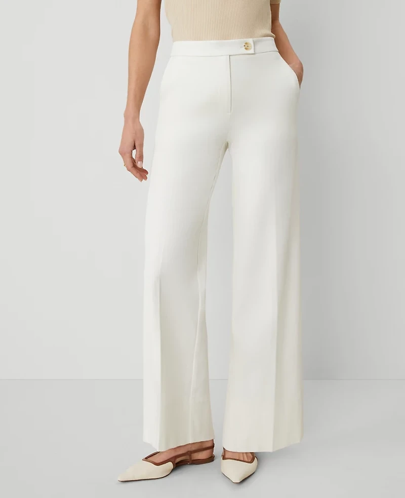 Ann Taylor The Petite Modern Wide-Leg Pant Size 12 Winter White Women's