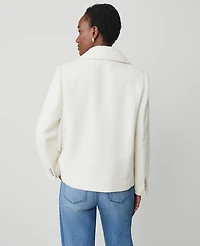 Ann Taylor Tweed Double Breasted Peacoat Winter White Women's