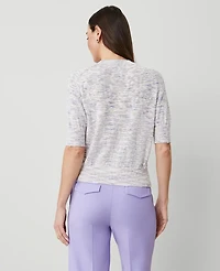 Ann Taylor Petite Textured Wedge Sweater Size Large Pink/Blue Combo Women's