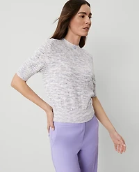 Ann Taylor Petite Textured Wedge Sweater Size Large Pink/Blue Combo Women's