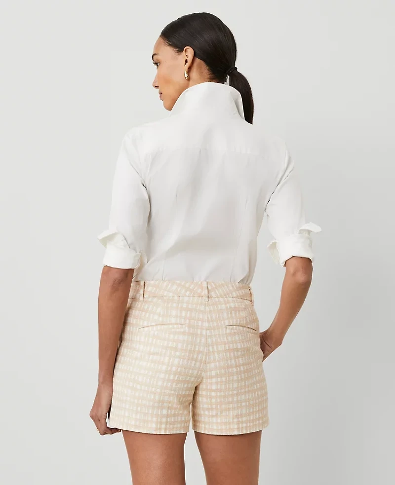 Ann Taylor The Petite Metro Short Plaid Toasted Oat Women's