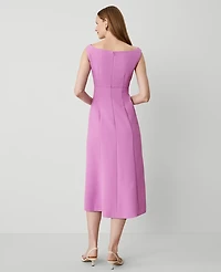Ann Taylor The Petite Seamed Flare Dress Fluid Crepe Orchid Glow Women's