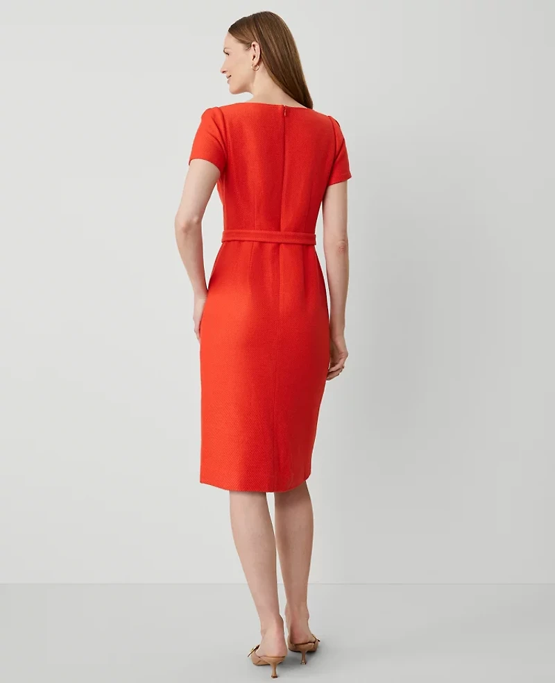 Ann Taylor Petite Tweed Short Sleeve Sheath Dress Grenadine Punch Women's