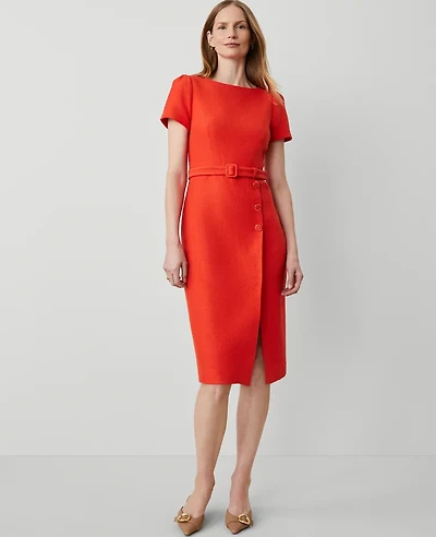 Ann Taylor Petite Tweed Short Sleeve Sheath Dress Size 0 Grenadine Punch Women's