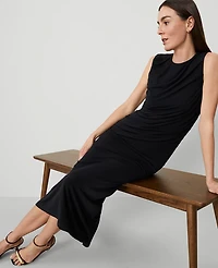 Ann Taylor Petite Knit Midi Sheath Dress Black Women's