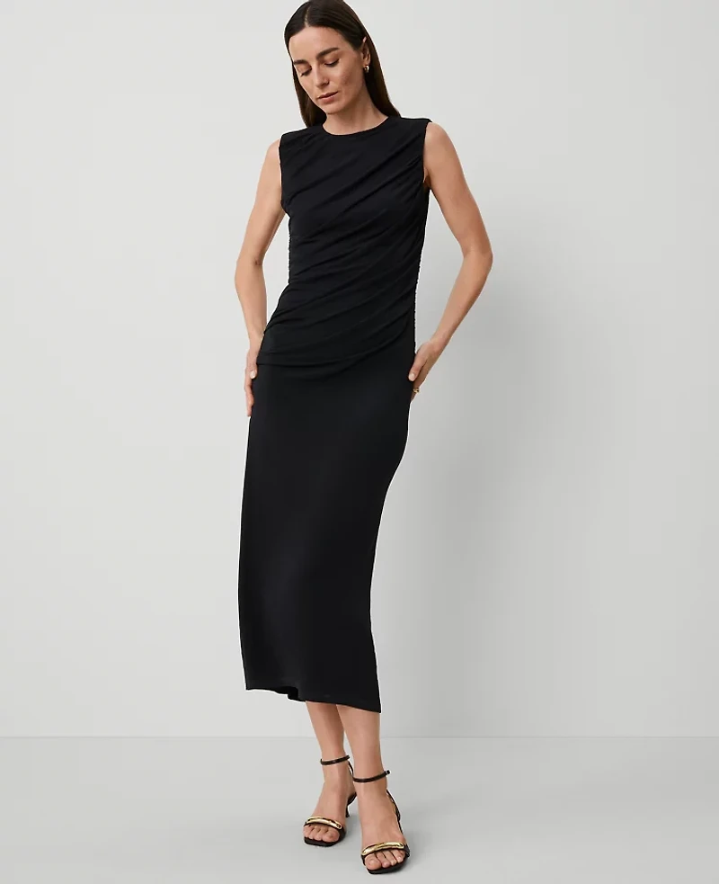 Ann Taylor Petite Knit Midi Sheath Dress Black Women's