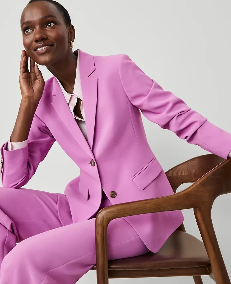 Ann Taylor The Two-Button Blazer in Fluid Crepe Size 14 Orchid Glow Women's