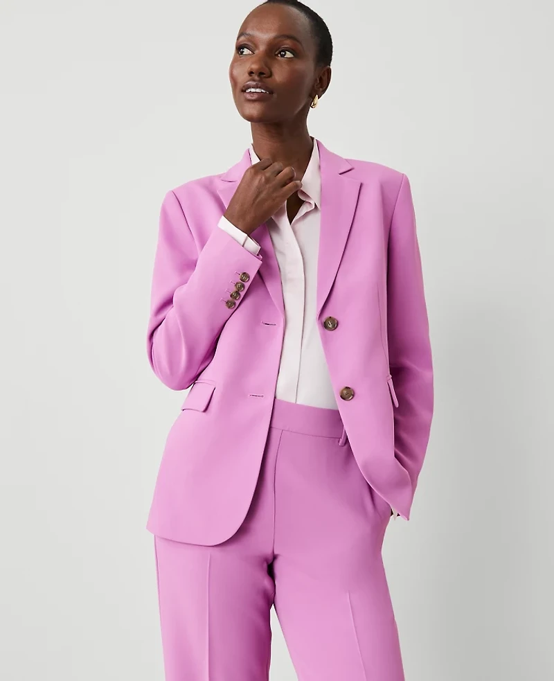 Ann Taylor The Two-Button Blazer in Fluid Crepe Size 14 Orchid Glow Women's